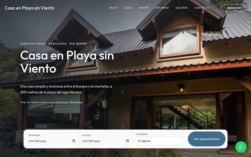 Availability search on the Casa en Playa sin Viento website