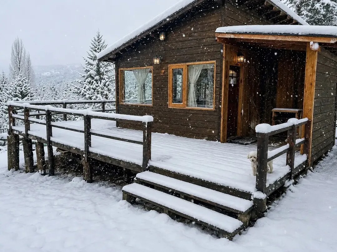 Aneley cabin covered in snow