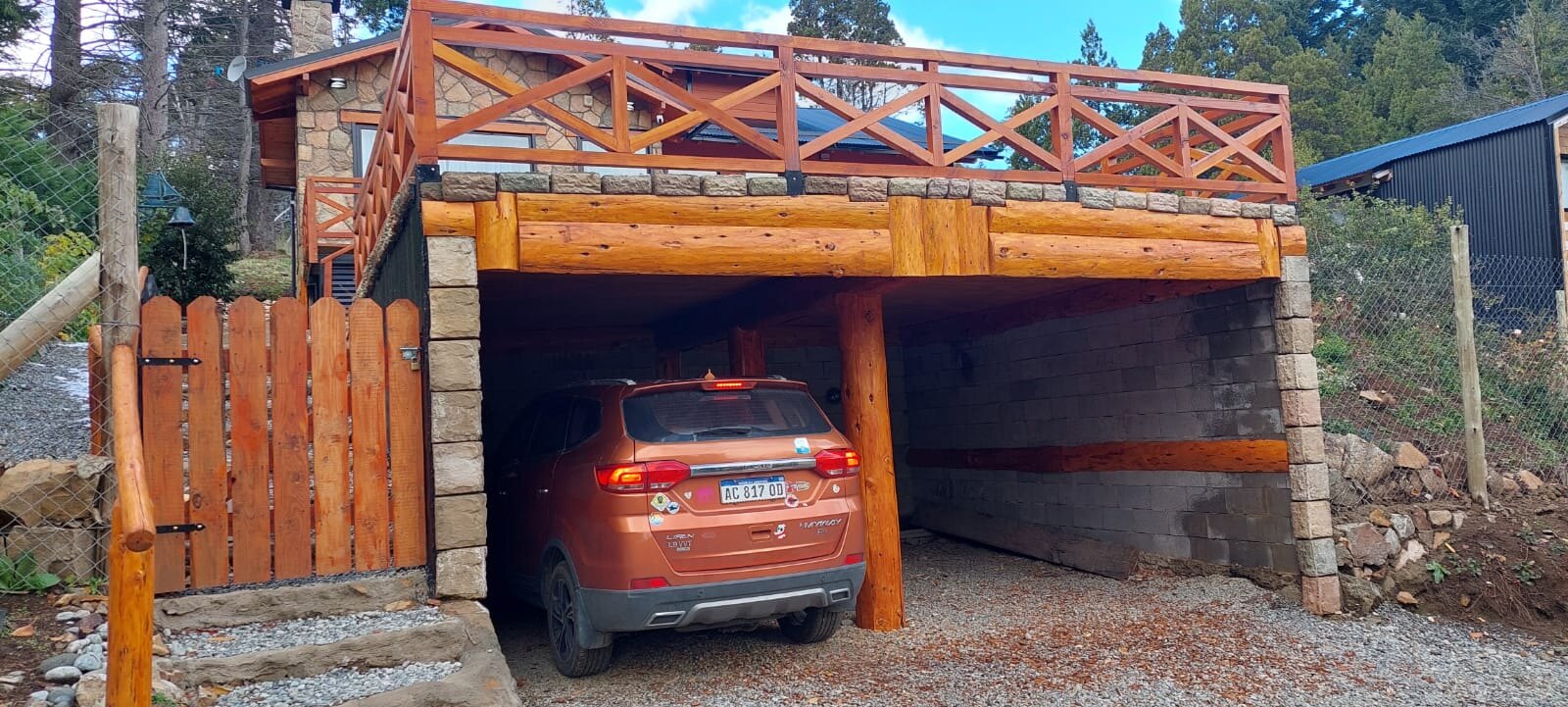 Covered garage under the deck