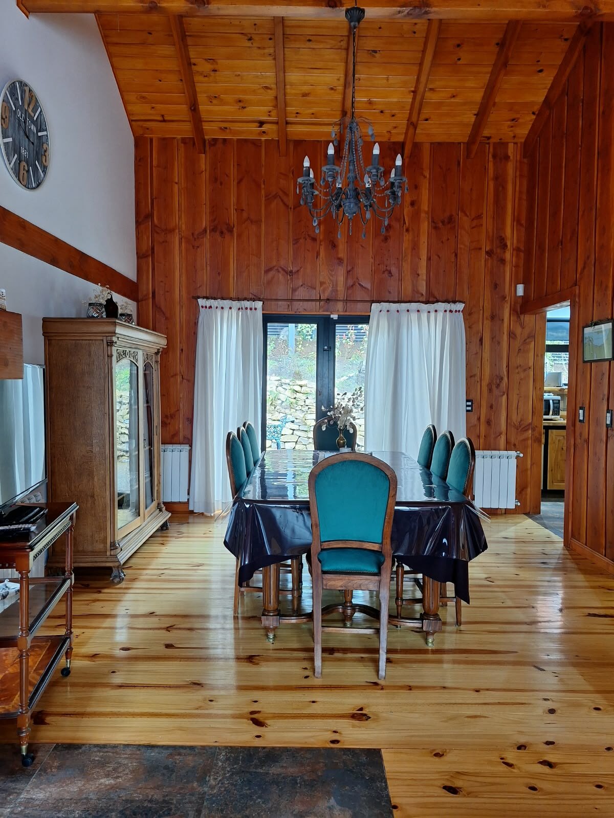The dining table, opening onto the deck
