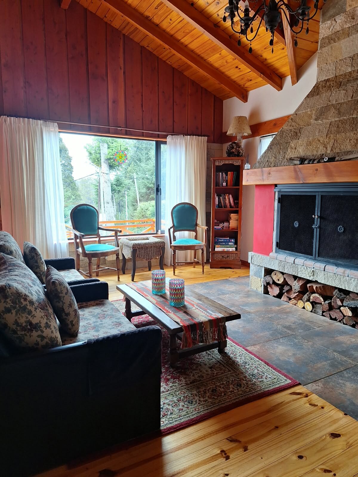 Sofas by the fireplace