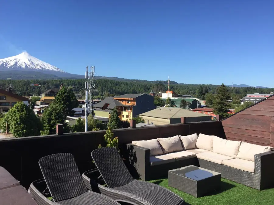 Terraza con vista al volcán
