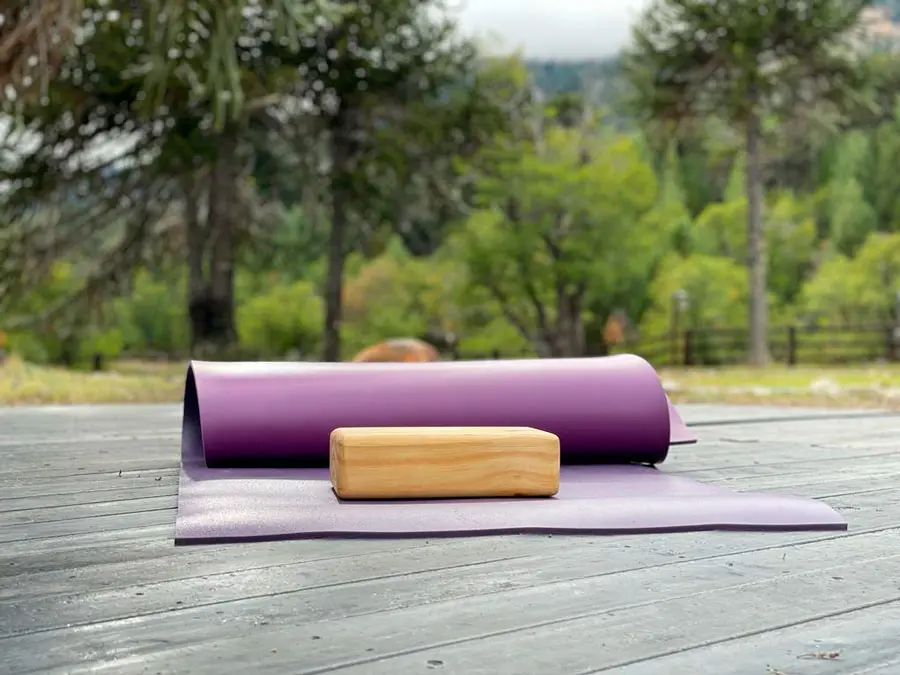 Un deck para estirarse frente al bosque